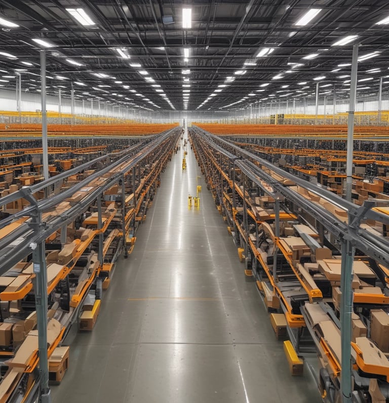 A sleek, modern product display with orange and blue accents on a solid background.