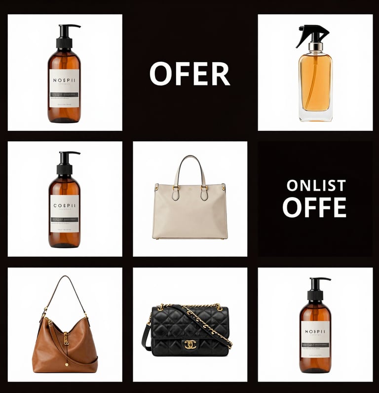 A vibrant collage showing beauty products, cozy home decor items, and happy people shopping together.