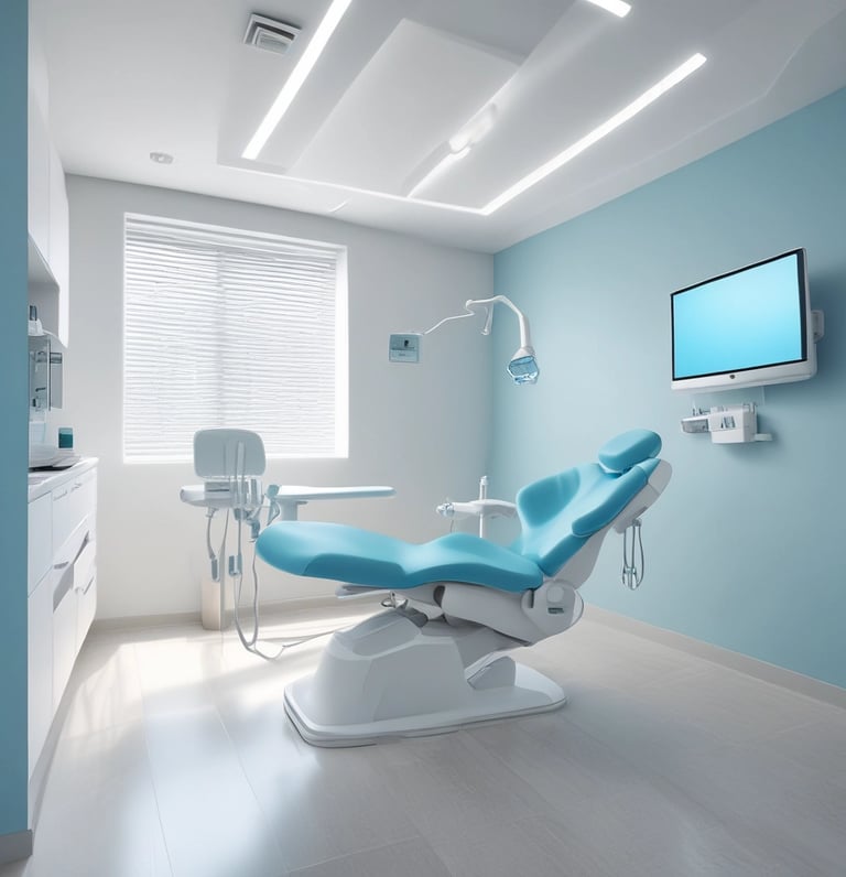 Modern dental clinic reception with a smiling professional welcoming a patient