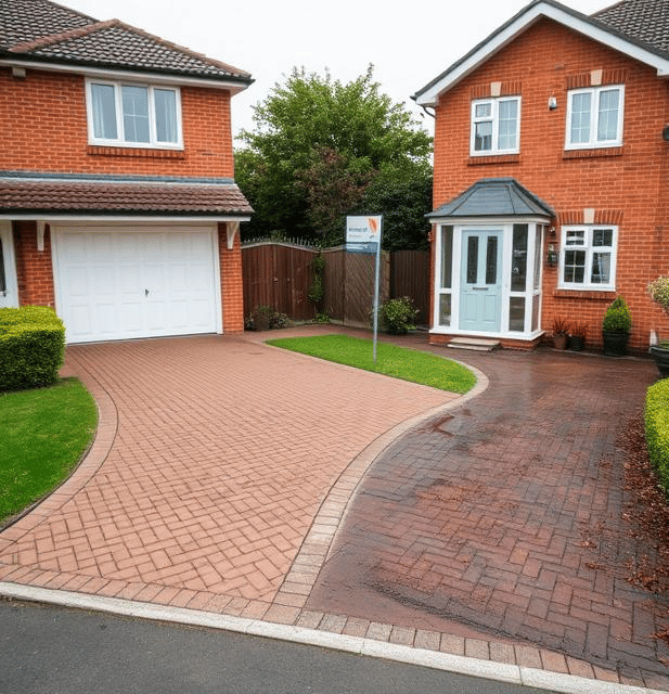 Pressure washing driveway and patio in Newark on Trent