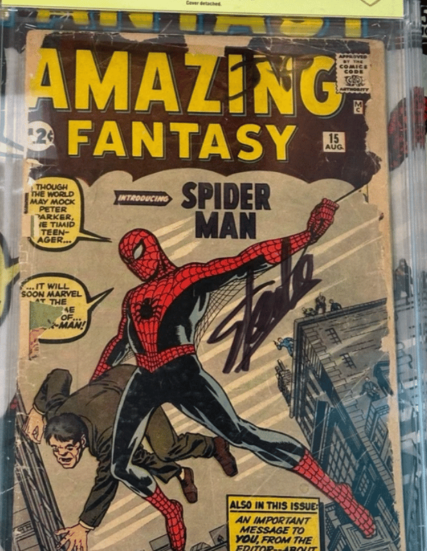 signed spider man comic by stan lee vintage collectable from comic con