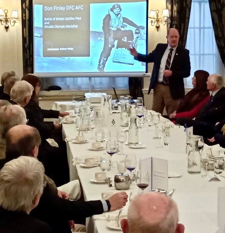 Andrew White presenting a talk to the RAF Association