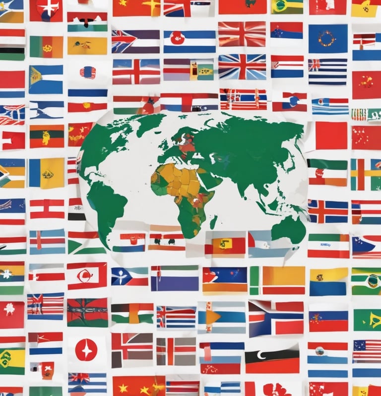 a bunch of different flags that are in the shape of balls