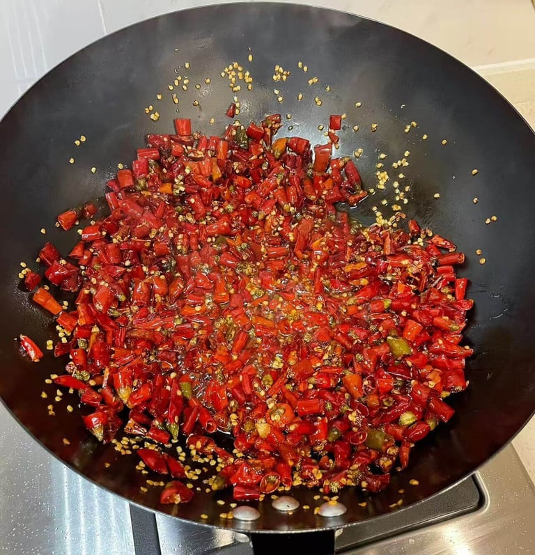 a pancaked with chili peppers and spices