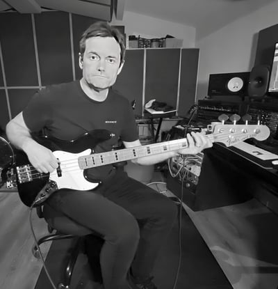 Mark playing bass