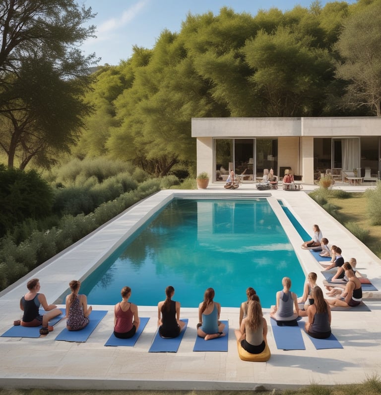 blue and white striped round textile