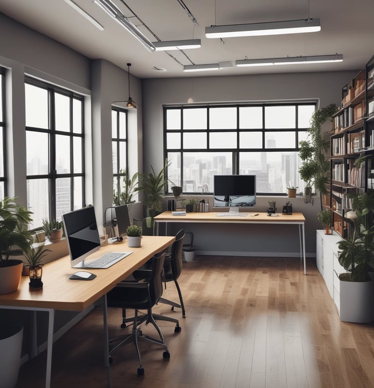Interior workers fitting custom furniture in a residential space.
