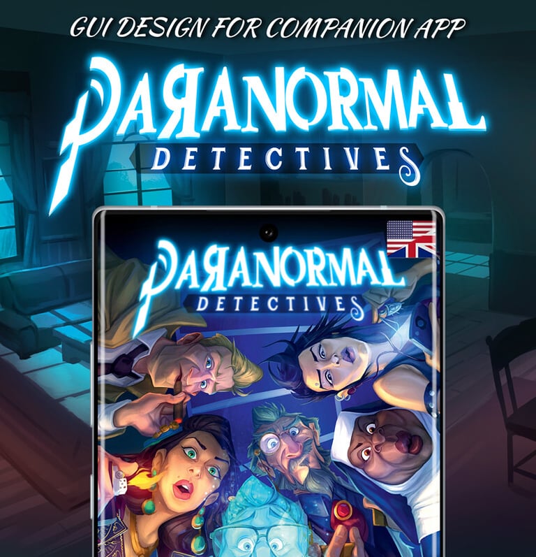 UI Design for companion app Paranormal Detectives - extra scenarios for the board game