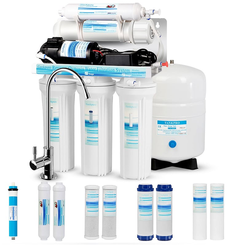 Geekpure Sistema de filtro de agua ósmosis inversa 5 etapas