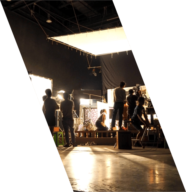 Studio crew on filming set.
