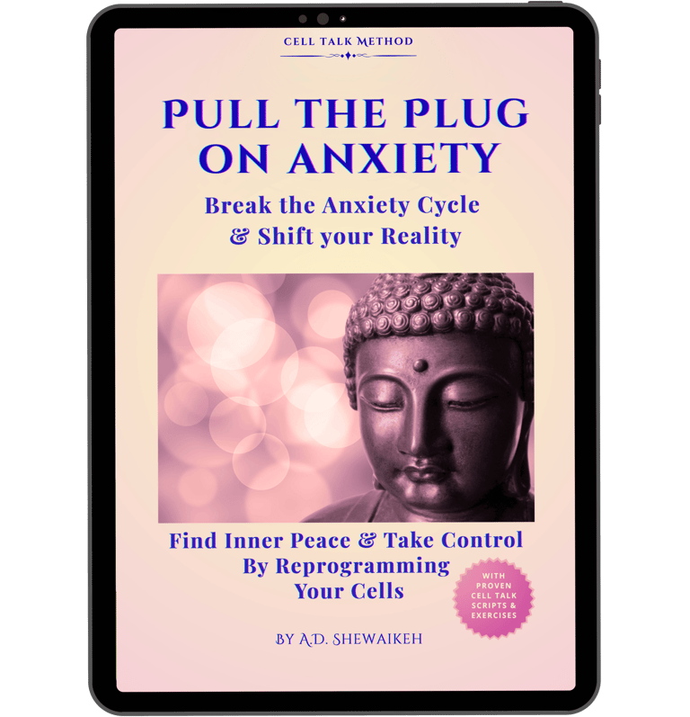 Ebook Cover of "Pull The Plug On Anxiety" shown straight up inside a tablet