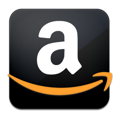 a black square with the amazon logo on it