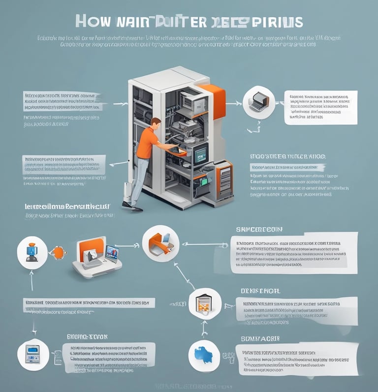 Close-up of hands adjusting printer components with precision tools.