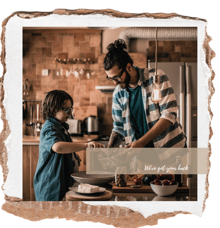 Father and son cooking