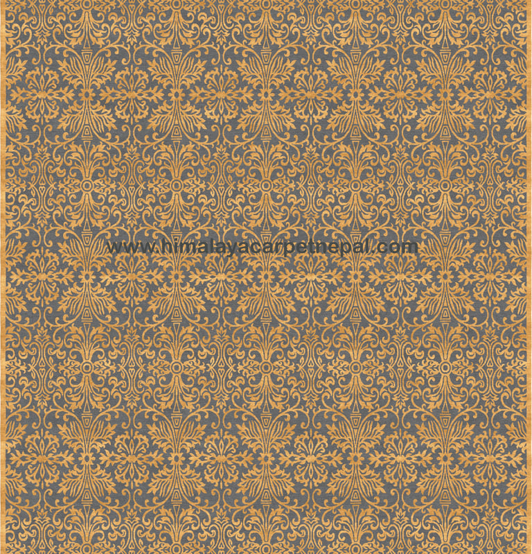 Custom Rugs - Contemporary traditional damask hand-knotted rug with intricate floral patterns
