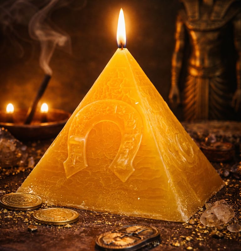 Esta vela representa el ritual de la piramide del dinero