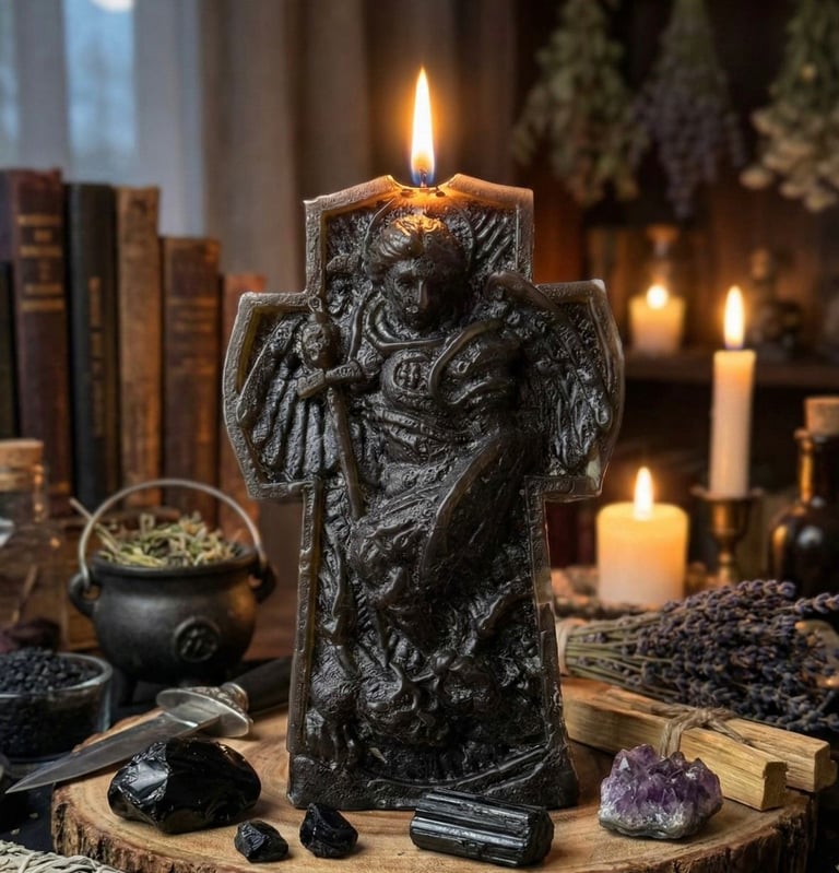 Esta vela representa el ritual del Arcangel San Miguel con Cruz