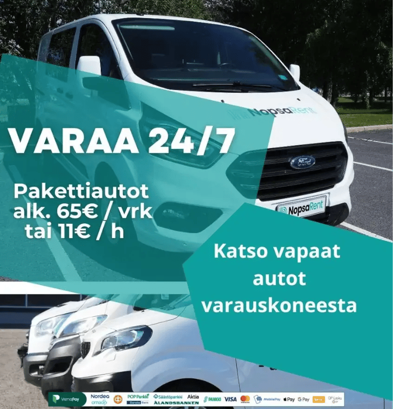 Pakettiautot alkaen 11€/h, 65€/pv Suuret ja pienet pakettiautot - laaja valikoima