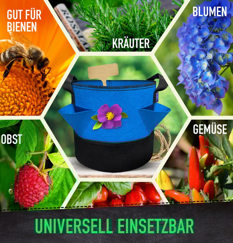Sonibell Pflanztasche 20L mit bienenfreundlichen Filzblumen
