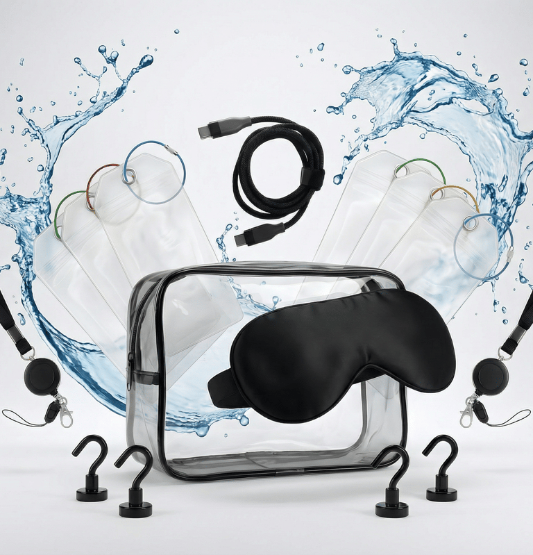 Cruise Essentials Set mit Magnet Haken, Schlafmaske und Lanyards