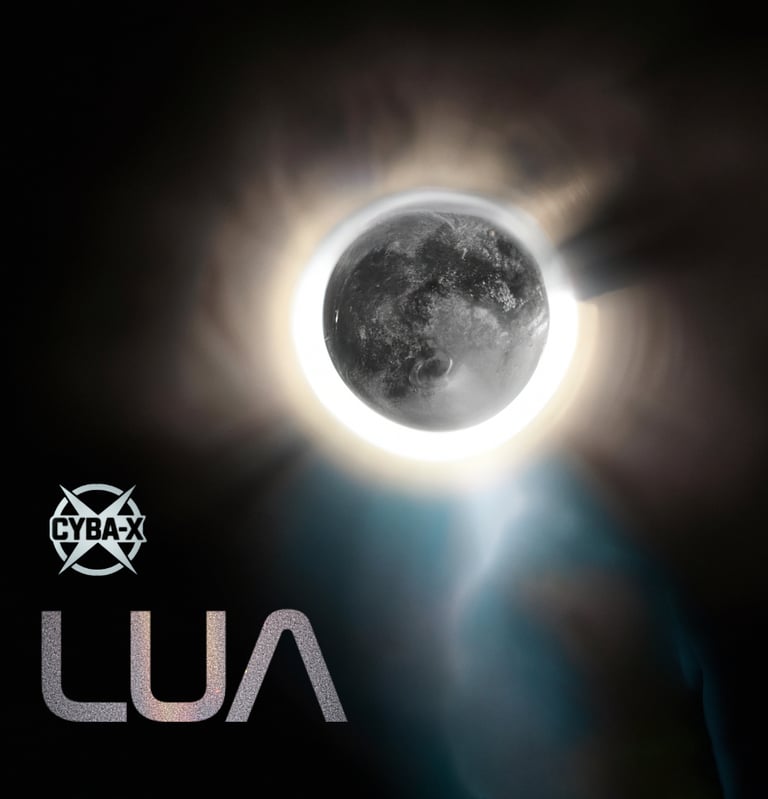 the moon with a white light surrounding it