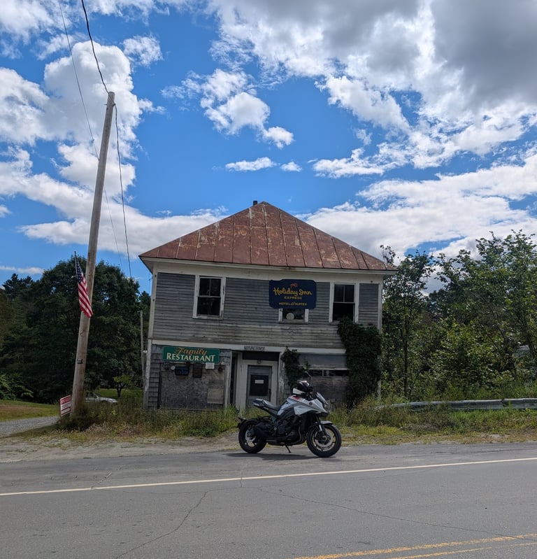 My 2020 Suzuki Katana on some back road in Maine in the summer of 2025.