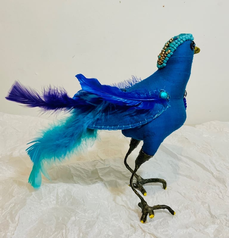 Silk fantasy bird. Art bird.