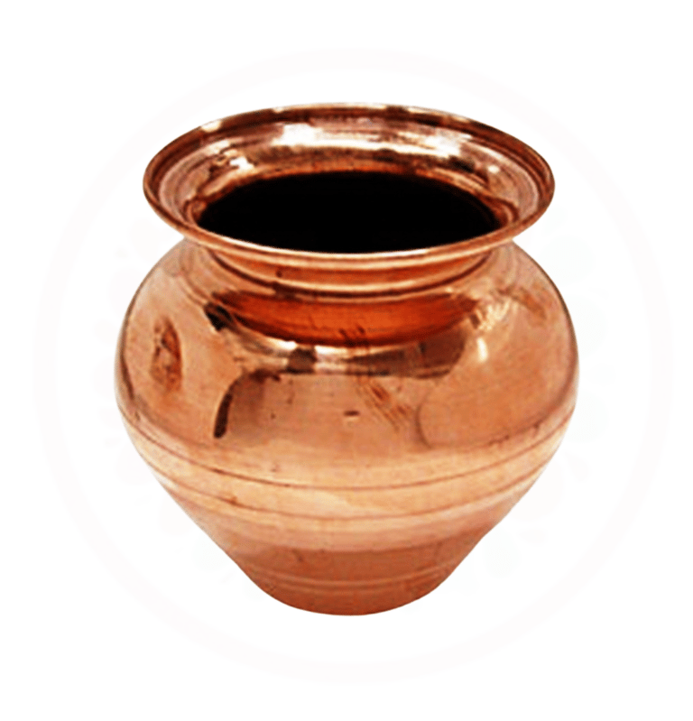a copper vase with a black bottom and a white bottom
