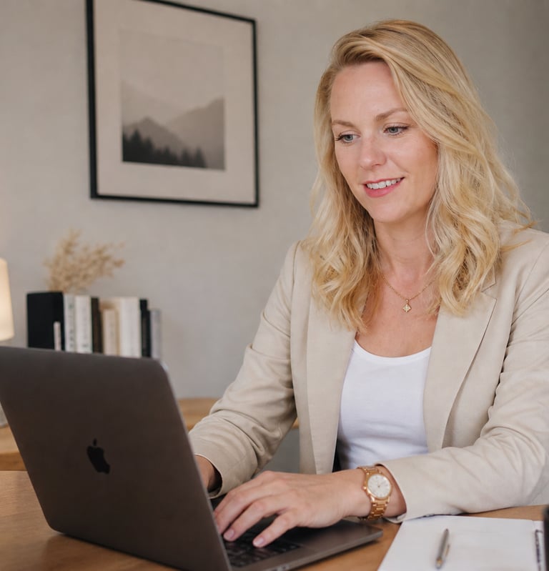 Flo Ellis Studio website designer working on a service business website