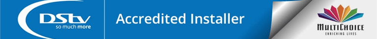 A picture showing a DSTV logo and a DSTV accredited installer logo