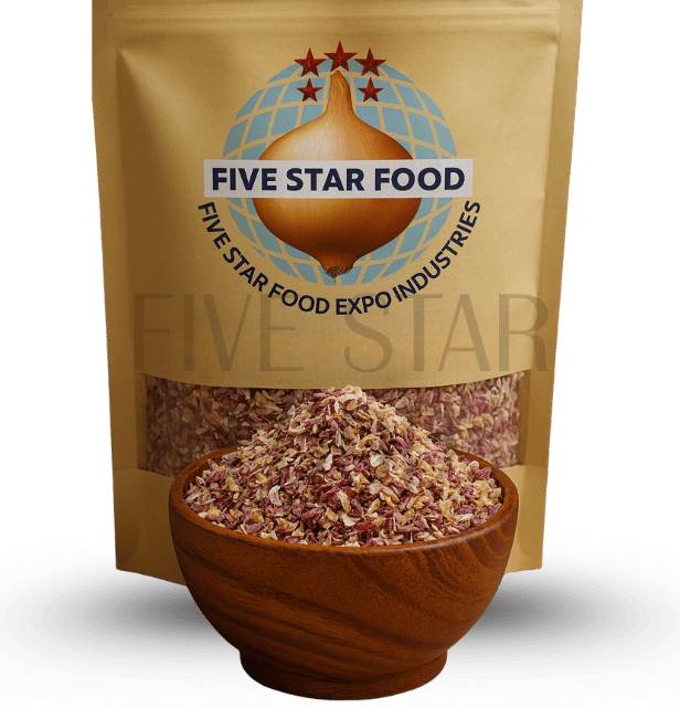 Dehydrated red onion chopped exporter from India