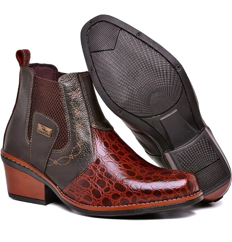 Bota Botina Masculina Texas Country Confortável Couro Legitimo