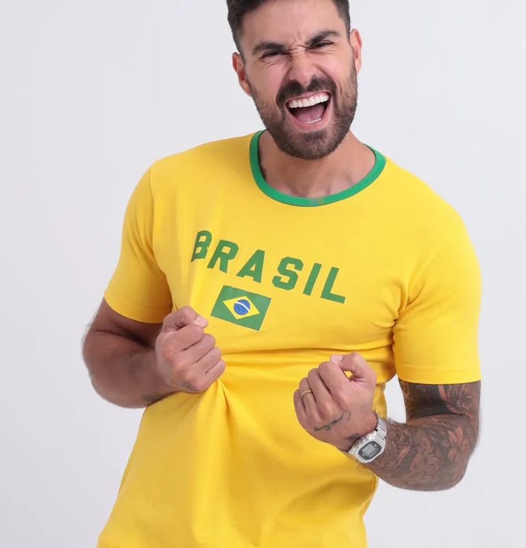 Camiseta Do Brasil Masculina Camisa Copa 2026 Amarela Verde