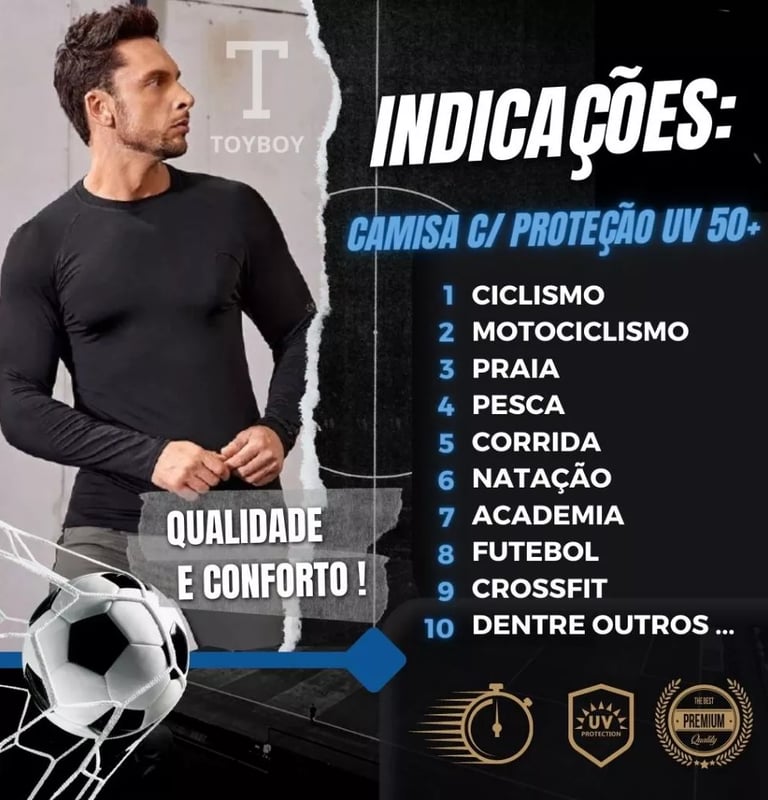 Kit 3 Camisa Térmica Masculina Manga Longa Proteção Uv50