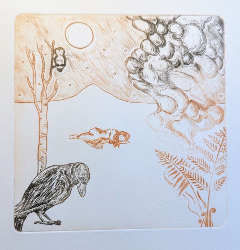 3ème mère brun corbeau justice chouette gravure rhénalon