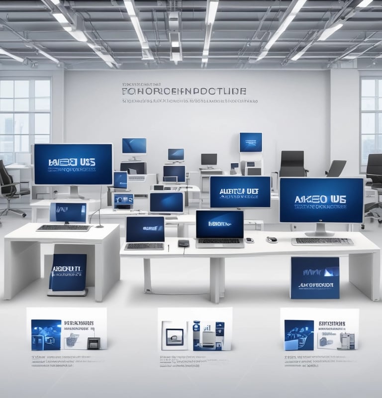 A modern warehouse filled with various electronics products.