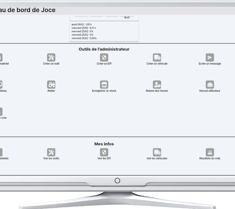 Visuels de l'application Konect2 sur un écran d'ordinateur