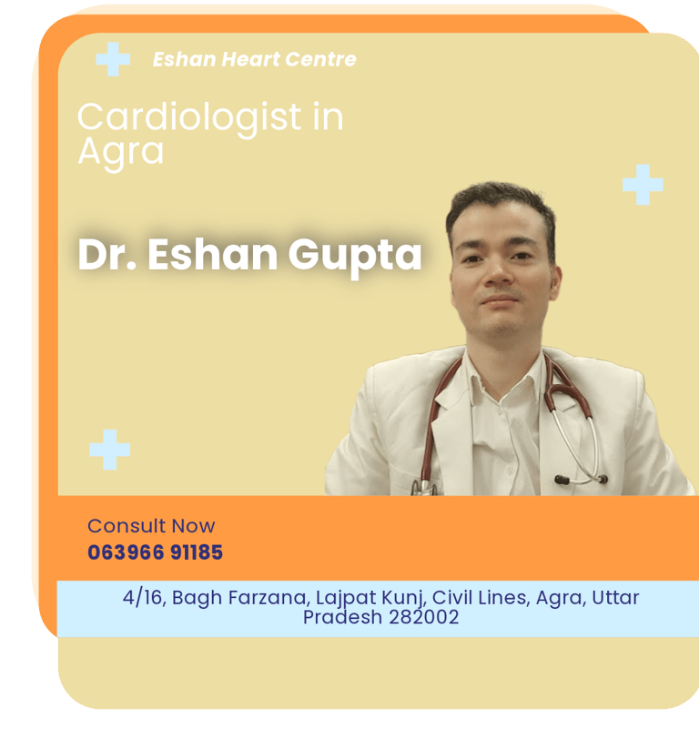 A graphical representation highlighting Dr. Eshan Gupta as the Best Cardiologist in Agra.
