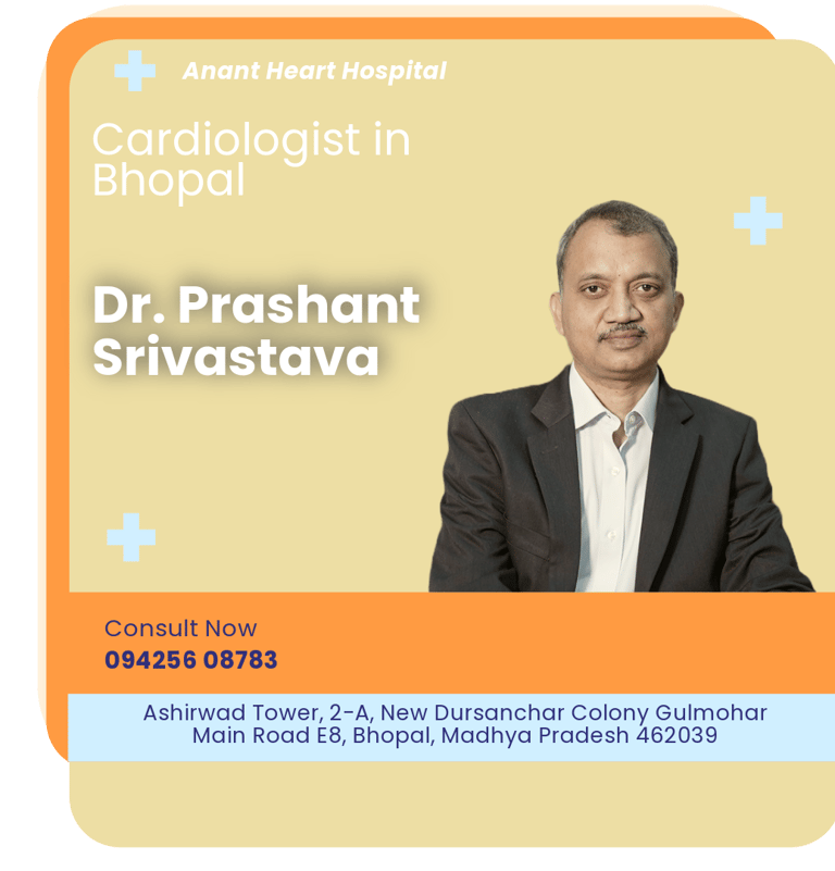 A graphical representation highlighting Dr. Prashant Srivastava as the Best Cardiologist in Bhopal.