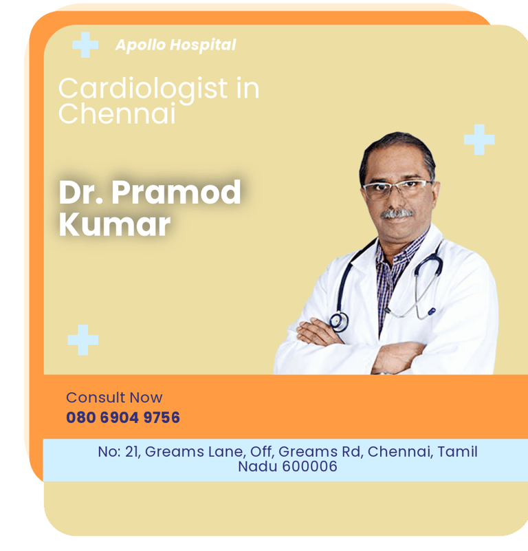 A graphical representation highlighting Dr. Pramod Kumar as the Best Cardiologist in Chennai.