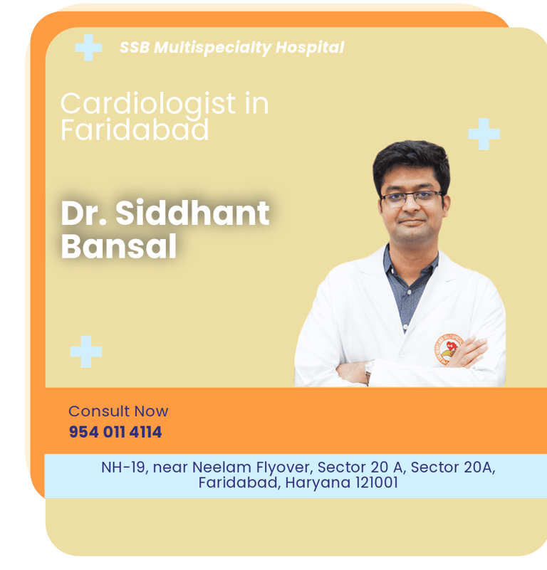 A graphical representation highlighting Dr. Siddhant Bansal as the Best Cardiologist in Faridabad.