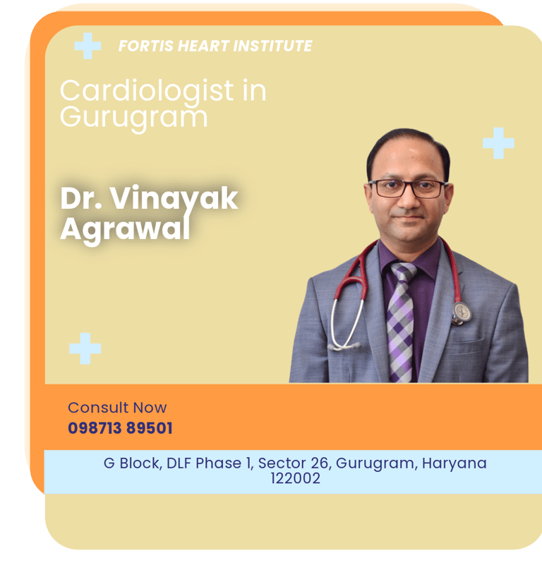 A graphical representation highlighting Dr. Vinayak Agrawal as the Best Cardiologist in Gurugram.