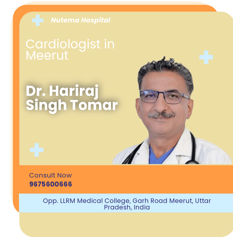 A graphical representation highlighting Dr. Hariraj Singh Tomar as the Best Cardiologist in Meerut.