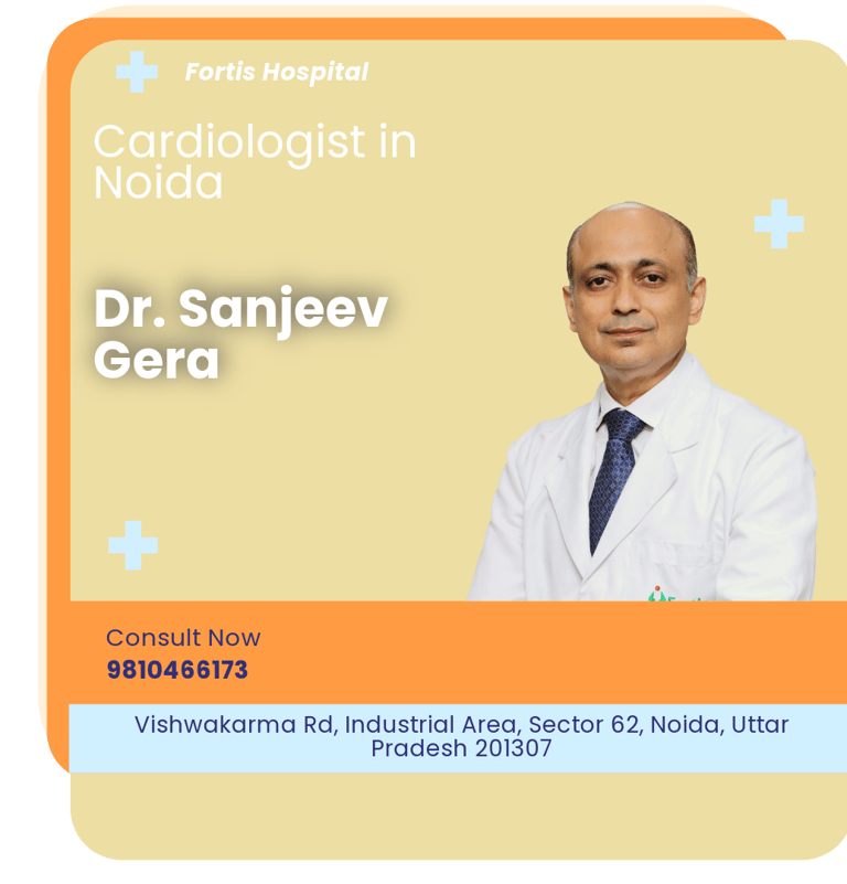 A graphical representation highlighting Dr. Sanjeev Gera as the Best Cardiologist in Noida.