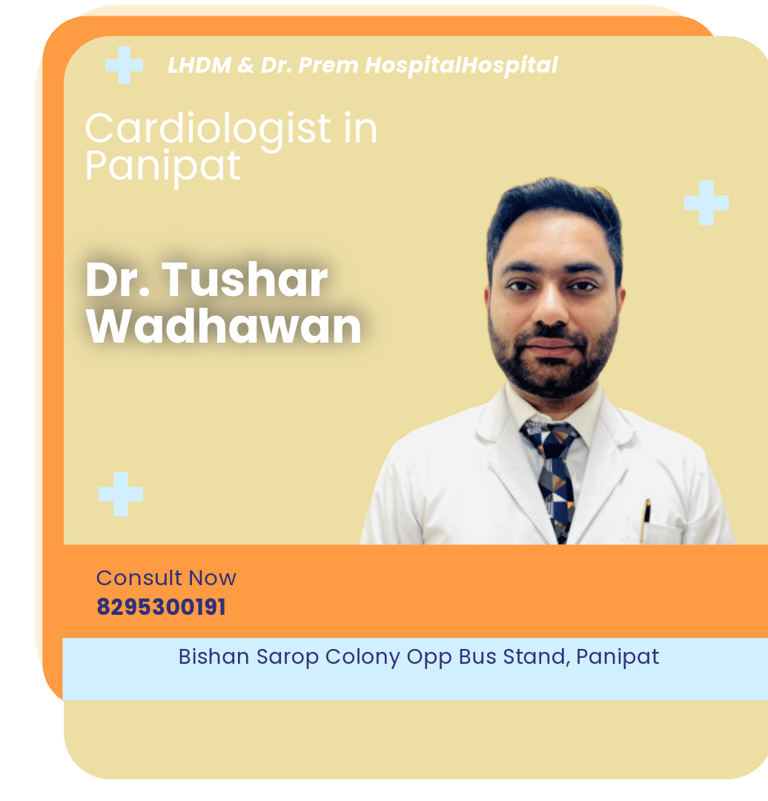 A graphical representation highlighting Dr. Tushar Wadhawan as the Best Cardiologist in Panipat.