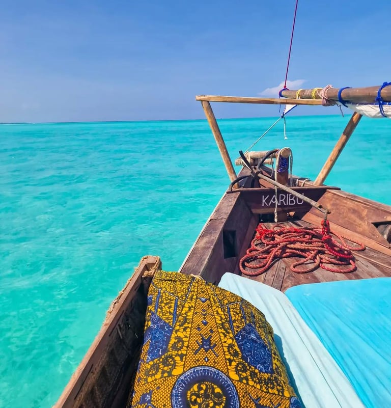 A scenic Zanzibar sunset cruise on a traditional dhow boat, perfect for relaxation and sightseeing