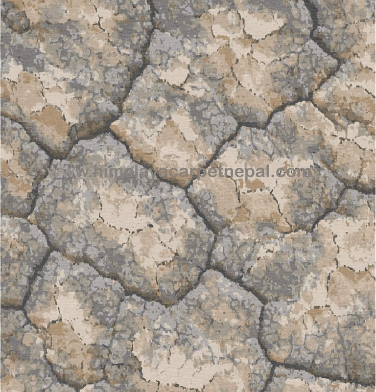 Custom Rugs - Gradient abstract hand-knotted rug inspired by parched earth and volcanic rock