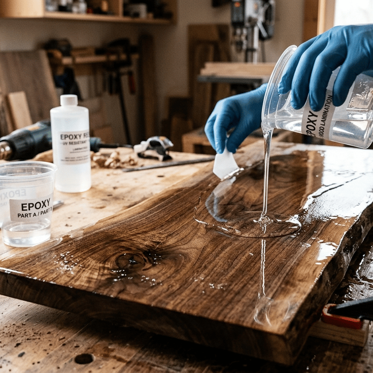 Epoxy adhesive for wood, glass, metal and lamination