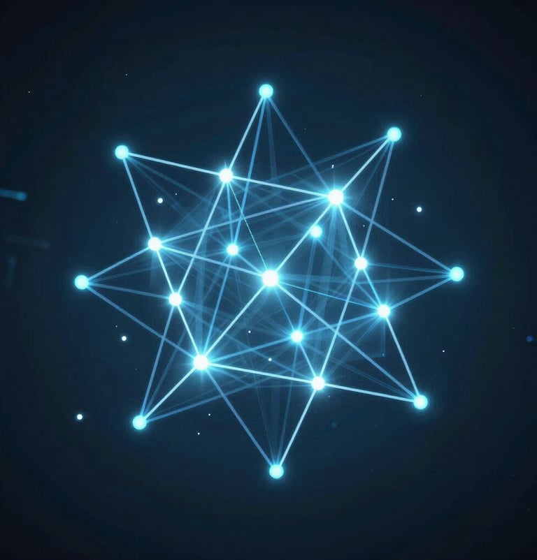 A sleek, modern biotech lab workspace with molecular structure graphics softly glowing in the background.