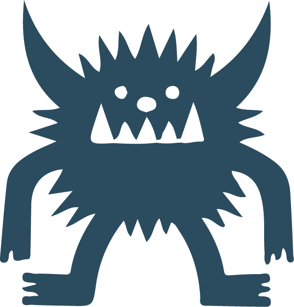 Diseño de un monstruo peludo con dientes afilados y cuernos